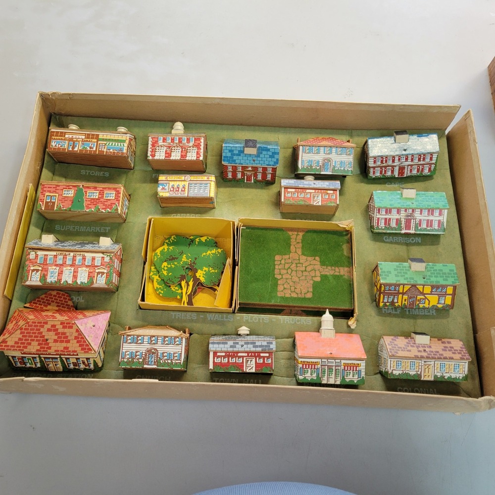 Vintage Keystone Wood Block Village Model 718 Boston Miniature Toy Town Set